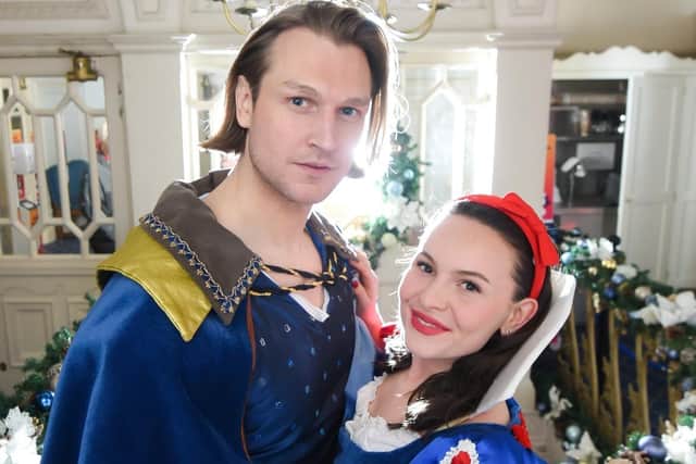 Chris Warner-Drake as Prince Frederick, and Ellie Green as Snow White at the Blackpool Grand Theatre.