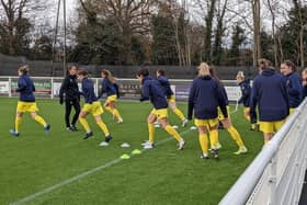 Fylde Women warm up ahead of the draw at Derby
Picture: FYLDE WOMEN