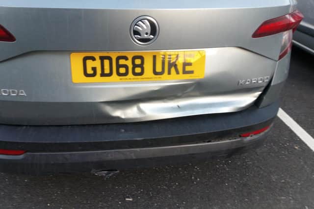 Damage to Paul Youden's car after collision