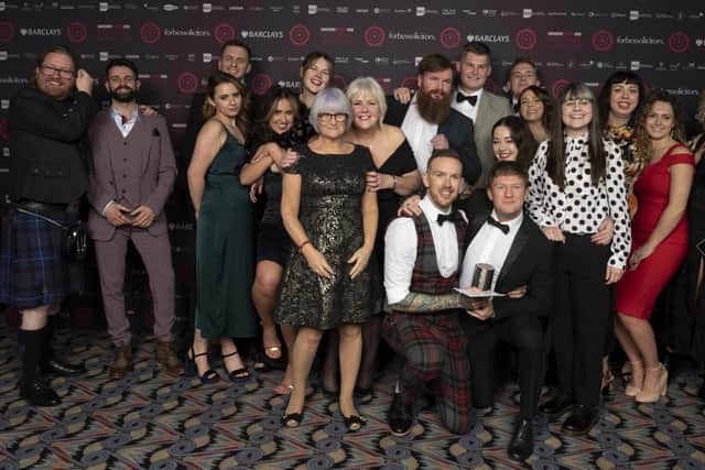 The Barcadia Media team winning a Red Rose Award