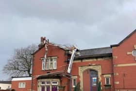 The roof at Kirkham YMCA which had blown off due to the high winds.