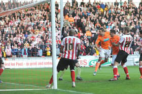 Ian Evatt scores for Blackpool against Southampton