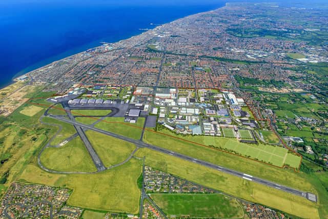 An aerial view of the airport enterprise zone area