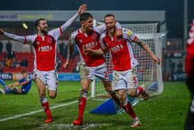 Fleetwood Town celebrate Tom Clarke's goal against Gillingham Picture: Sam Fielding/PRiME Media Images Limited