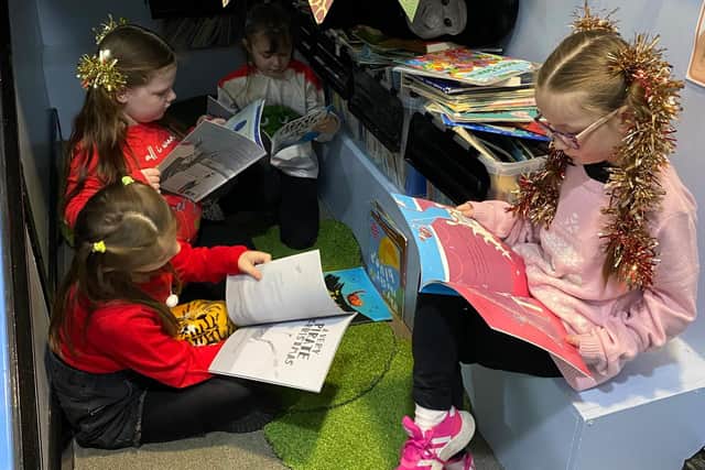 Pupils at St Kentigern’s Primary School, in Blackpool, with their free books courtesy of Get Blackpool Reading