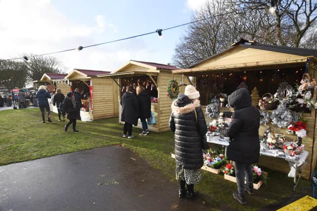 The market featured stalls offering a wide variety of goods.