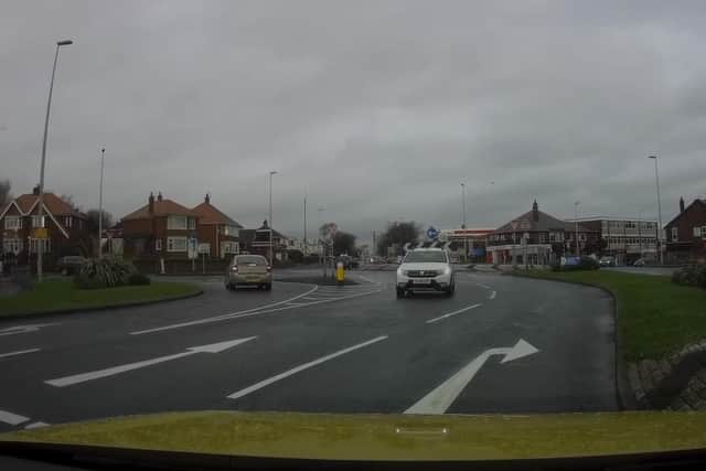 The driver of the Dacia Duster startled motorists when he took the wrong exit and drove towards oncoming traffic at the Bispham Road roundabout on Sunday afternoon (December 12). Pic credit: Jason Eastwood