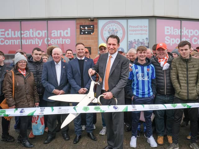 Simon Sadler opened the Community Trust's £400,000 Education and Community Centre at Bloomfield Road in 2019