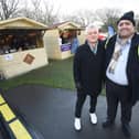 STEP chairman Veli Kirk at the St Annes Market with Fylde Council chief executive Allan Oldfield
