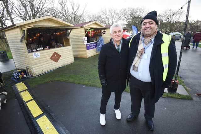 STEP chairman Veli Kirk at the St Annes Market with Fylde Council chief executive Allan Oldfield