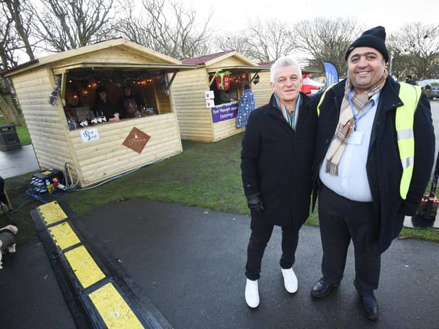 STEP chairman Veli Kirk at the St Annes Market with Fylde Council chief executive Allan Oldfield