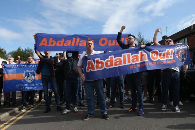 Oldham fans have long protested against Abdallah Lemsagam's ownership of the club