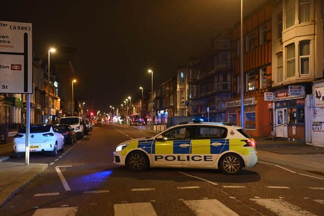 Police closed a number of town centre roads after the man, aged in his 50s, was struck whilst crossing at the junction of Springfield Road and Dickson Road at around 6.15pm. Pic: Dave Nelson