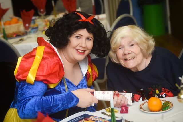 Christmas party and panto at Claremont First Step Community Centre. Natalie Bevington with Rita Sweet.