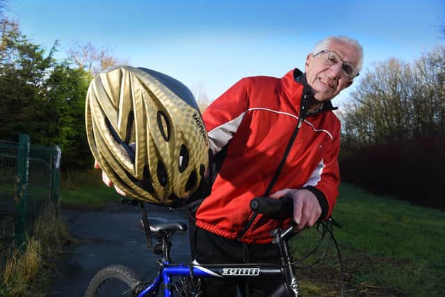 "Do as I say" - Ian is urging cyclists to never leave their cycling helmets at home Photo: Neil Cross