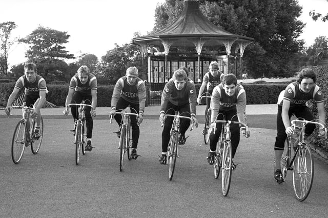 RETRO 1979 Wigan Wheelers cyclists pictured in Mesnes Park 1979