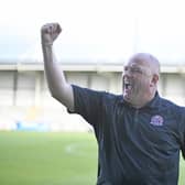 AFC Fylde manager Jim Bentley hopes to be celebrating this afternoon Picture: Steve McLellan