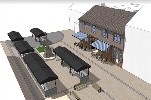 Artist's impression of plans to turn the former Poulton Police Station into an artisan food and drink venue, showing a plan of the street frontage by architects Stanton Andrews.