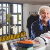 Dorothy Charnley BEM at the RNLI shop in Blackpool