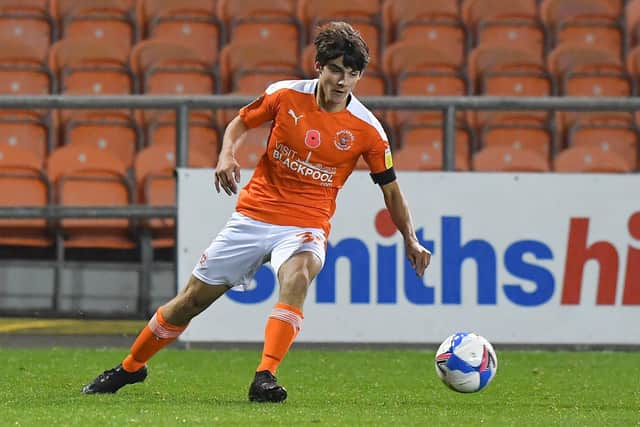 Rob Apter making his Blackpool debut in an EFL Trophy win over Leeds United Under-21s last season