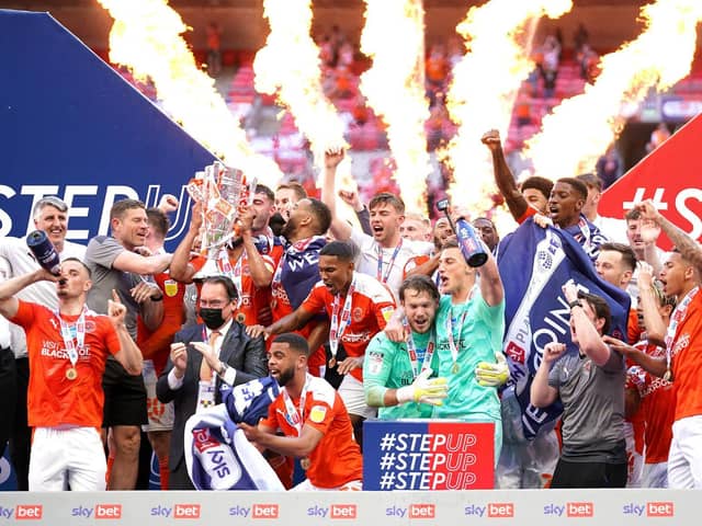 Blackpool celebrate play-off glory for the sixth time and a return to the Championship