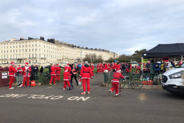 Santas start to gather for the event