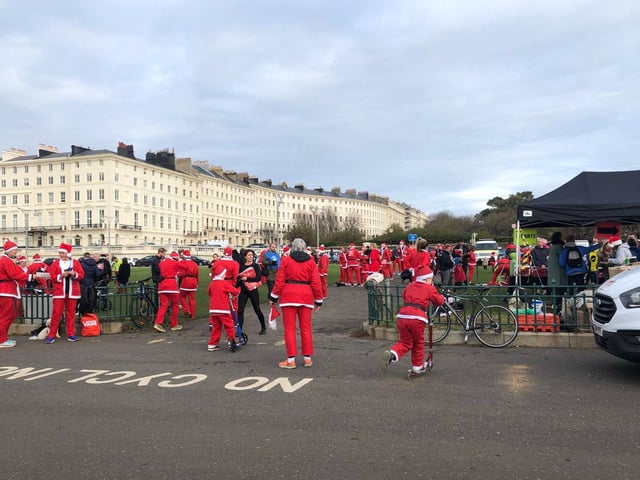 Santas start to gather for the event