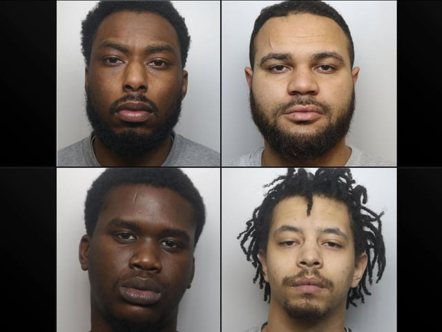 Three men from London and another from Norwich were jailed for a total of 92 years over the death of Christopher Allbury-Burridge, who was stabbed after finding them trying to steal cannabis plants from his Northampton home last December. JORDAN PARKER, 25, CALUM FARQUHAR and RAKEEN LEANDRE — both 26 — will all serve a minimum 26 years for murder; while JOEL CYRUS, 26, got 14 years for manslaughter.