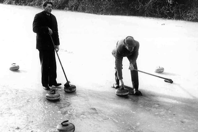 Curling on Chichester Canal in the Big Freeze