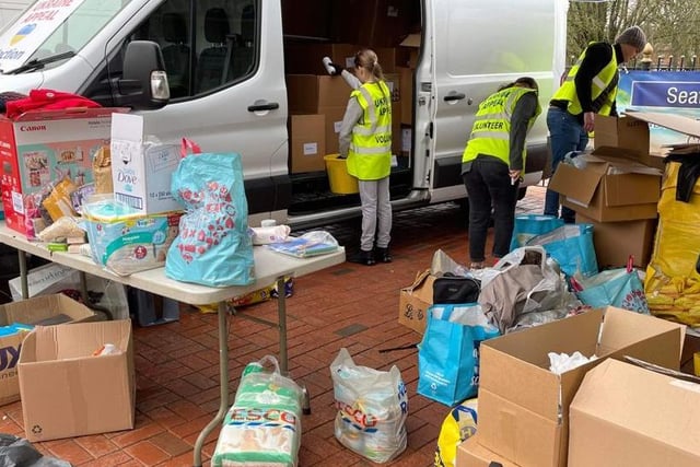 Volunteers sorting donations at the Seafood Cafe in Skegness.