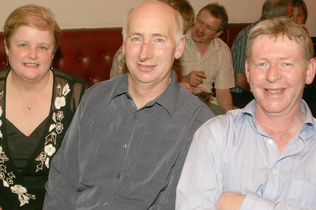 David Mills Tommy Lennox and Betty Lennox pictured at the Desertmartin and District Farming Group dinner at the Ramble Inn on saturday evening.Pic Kevin McAuley