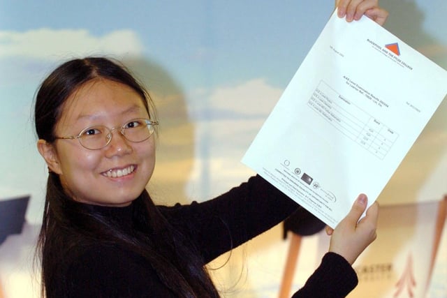 A Level results at Blackpool and the Fylde College Bispham Campus. On her way to Cambridge was Lin Yin in 2004