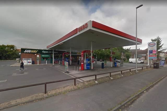 The armed robbery occurred at around 4.45am on April 27 at the Esso petrol station in Collingwood Avenue, Blackpool