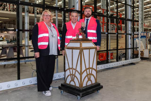 Jeff Smith,  Shadow Minister for Sport, Tourism, Heritage and Music visited the Illuminations Department to talk about Labour's plans for seaside towns with Council leader Lynn Williams and Chris Webb Candidate for Blackpool South. Photo: Kelvin Lister-Stuttard