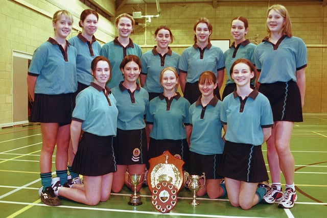 .The under 16 City and County champions in hockey and netball teams for Sheffield High School in 1999