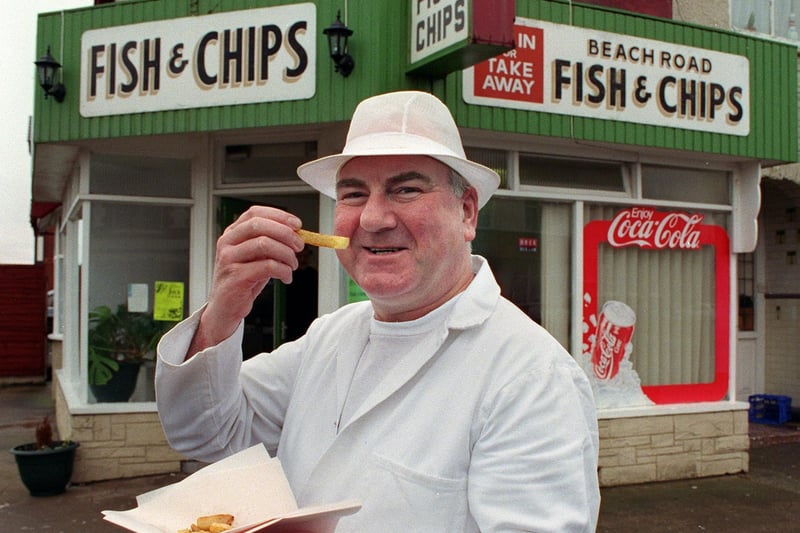 Paul Robertshaw at Beach Road Fish and Chips, Cleveleys, 1999