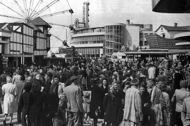 Bank holiday crowds of 1946 at Blackpool Pleasure Beach