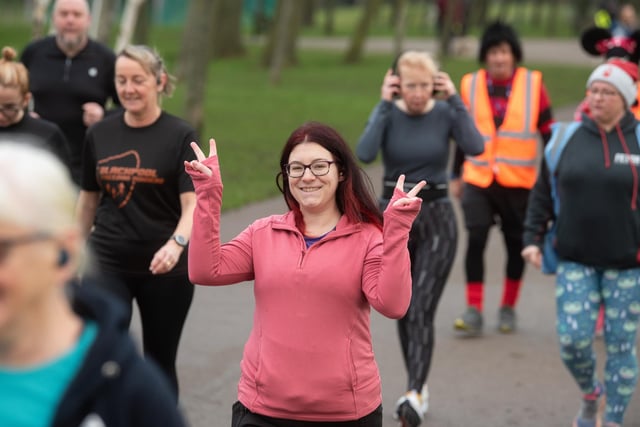 Participants gather at the Cocker Clock Tower in Stanley Park before the Blackpool Parkrun starts at 9am.