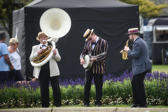 A brass band entertains the crowds at Lytham Food and Drink Festival