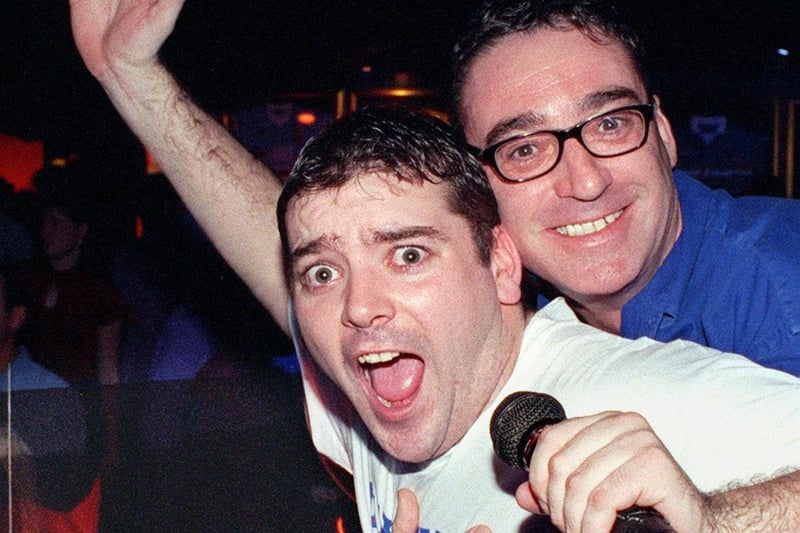 Linekers Bar, Blackpool - DJ Andy Cruise (left) with club owner Peter Bowlt, 1998