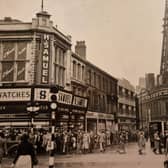 This was Bank hey Street in the 1950s - H Samuel in the same place as it is today, Orry's, Redman's and the Palace Theatre