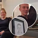 Joanne Hargreaves-Doherty, and inset: James Doherty who took his own life in 2016.