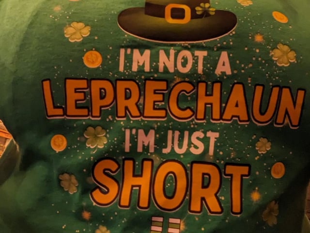 Carmel Angel Sharratt has this fab T-shirt. She said: "My husband is 6'5 and I am '4'11 and. I am Irish he is English say no more."