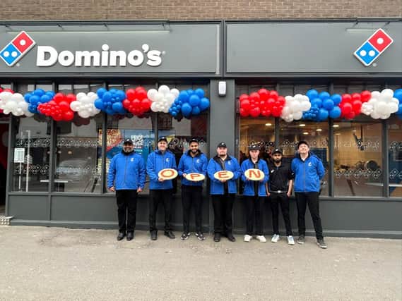 Some of the staff at the new Domino's store in Poulton-le-Fylde