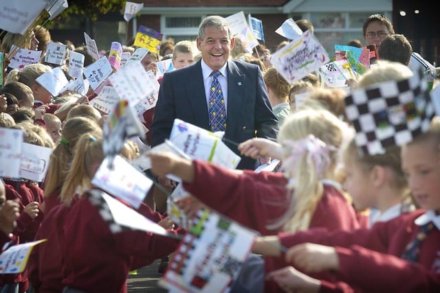 Northfold Primary School Headteacher Bob Bushell was given a right royal send-off as he retired after 26 years in 2004