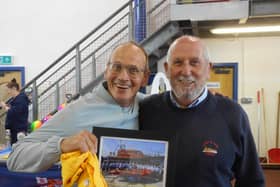 Comedian Steve Royle, who opened the event (left) with  Lytham St Annes RNLI fud-raising branch chairman Digby Moulden. Picture: David Forshaw.