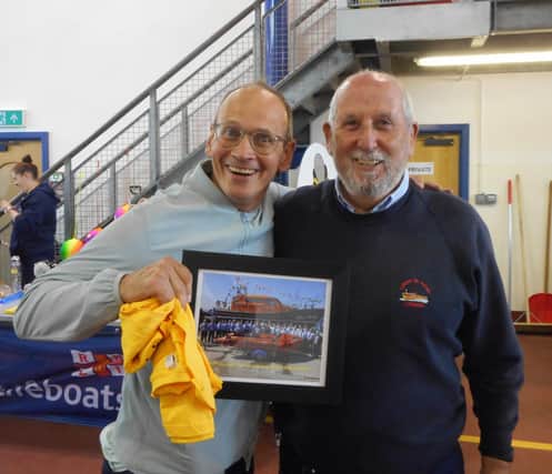 Comedian Steve Royle, who opened the event (left) with  Lytham St Annes RNLI fud-raising branch chairman Digby Moulden. Picture: David Forshaw.