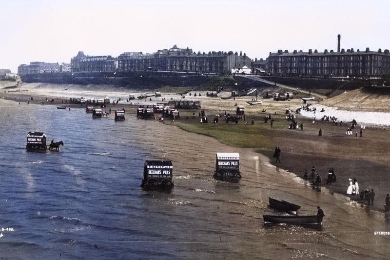 Such an old picture but it has picked up some colour. It's from the mid-1800s before Blackpool Tower was built