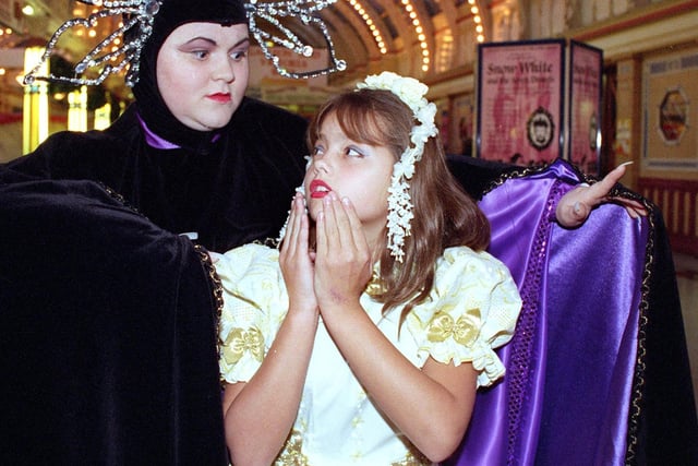 Playing a young Snow White here is Jenna-Louise Coleman, who has enjoyed amazing TV success - notably in  Emmerdale, Doctor Who and as Victoria in Queen Victoria. She is pictured here in 1999 at the Opera House with Sue Turner Fylde Theatre Group. The Wicked Queen was played by Samantha Linacre