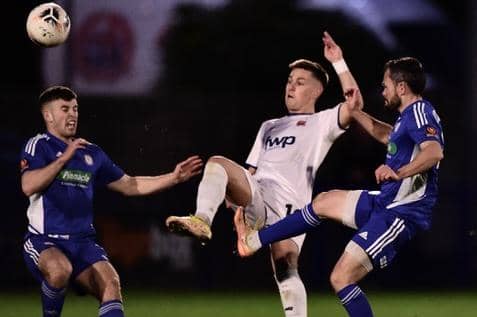 Fylde and National League North top scorer Nick Haughton in action at Curzon, where he netted for the fifth time in two games Picture: STEVE MCLELLAN